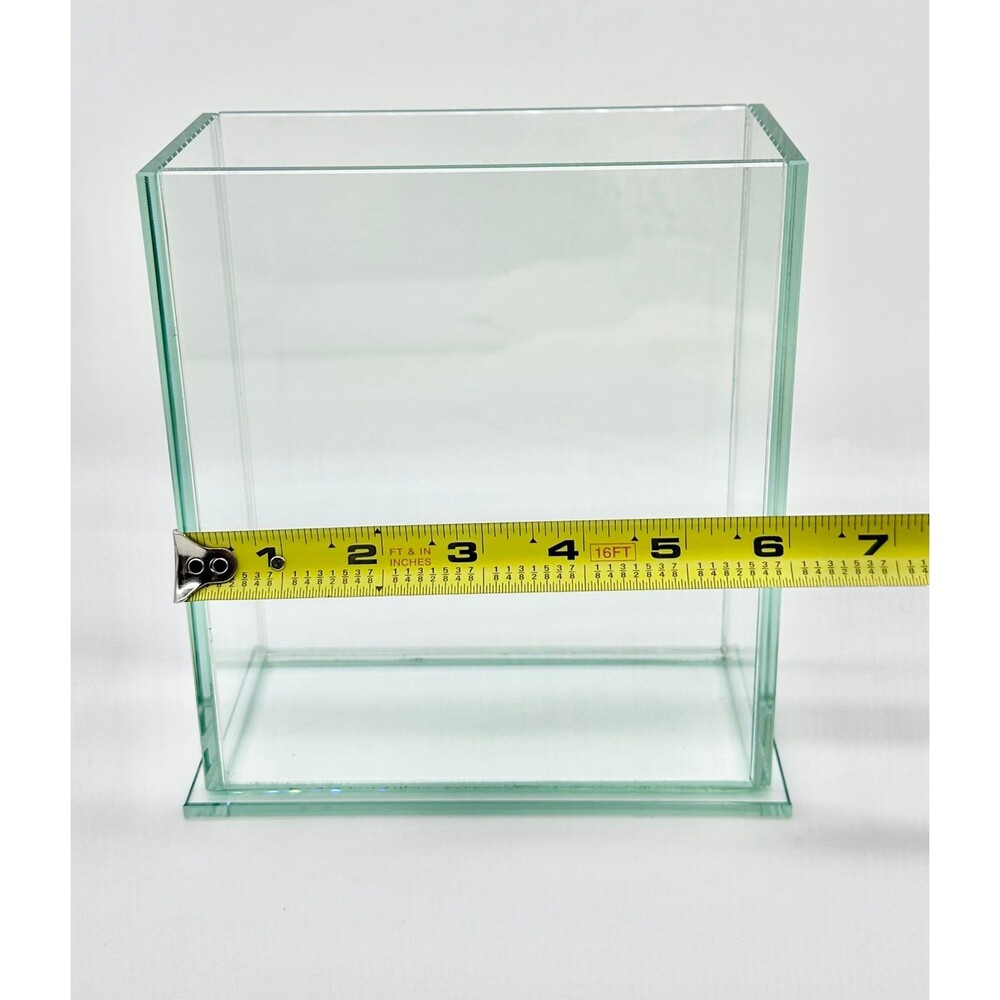 Clear Rectangular Thick Plate Glass Flower Floral Vase - Picture 7 of 8